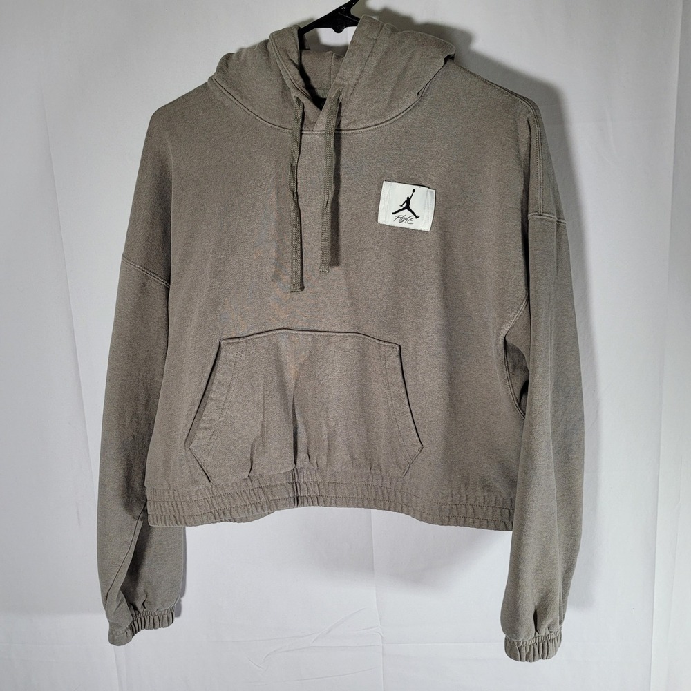 Jordan Flight Cropped Hoodie Olive Green Jumpman Logo Women’s Medium M Pullover